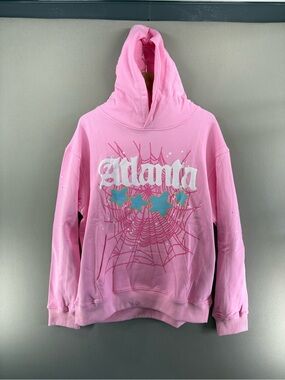 Sp5der Atlanta Hoodie Pink Size Large Classic Pullover